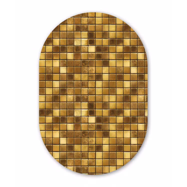 Muurovaal aluminium - Tegels - Mozaïek - Luxe - Warm Goud — 1