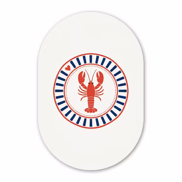 Muurovaal aluminium - Zeeleven - Kreeft - Embleem - Grafisch - Rood — 1