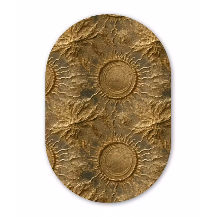 Muurovaal aluminium - Zon - Reliëf - Antiek - Goud — 1