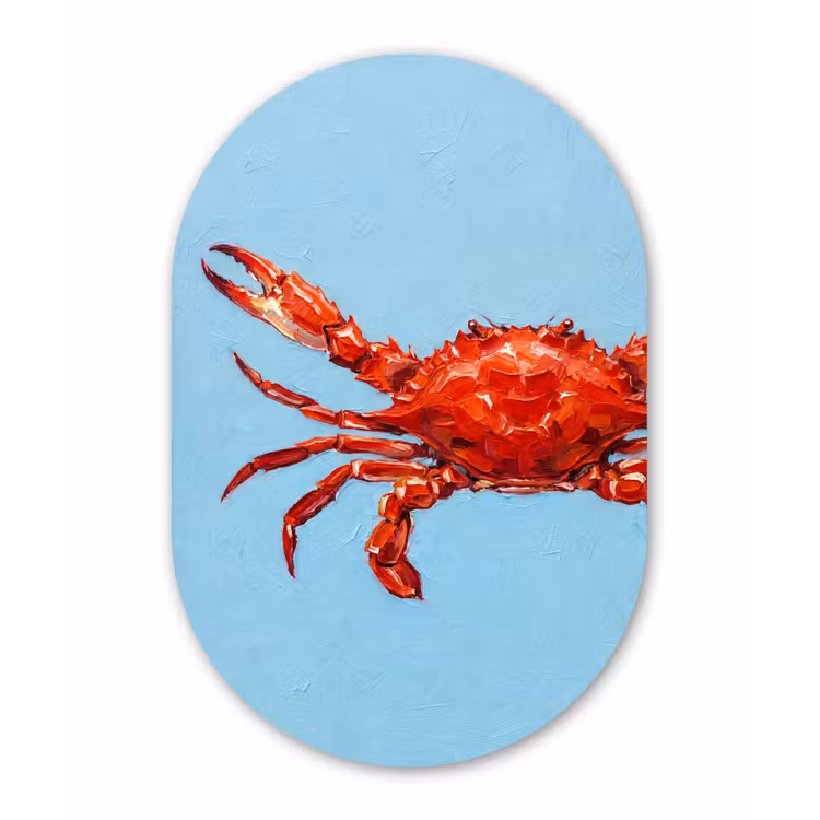 Muurovaal aluminium - Krab - Zee - Dieren - Abstract - Rood — 1