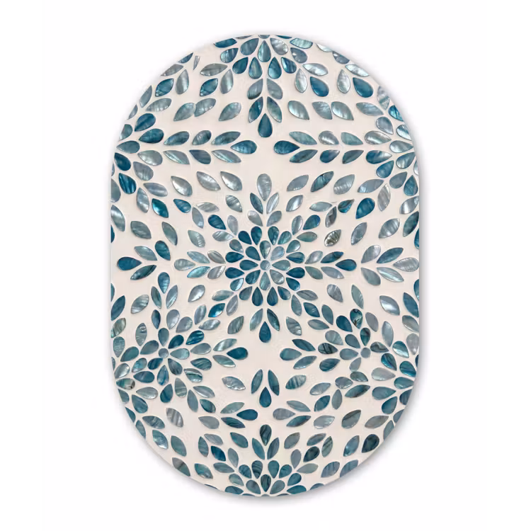 Muurovaal aluminium - Patroon - Bladeren - Abstract - Modern - Turquoise — 1