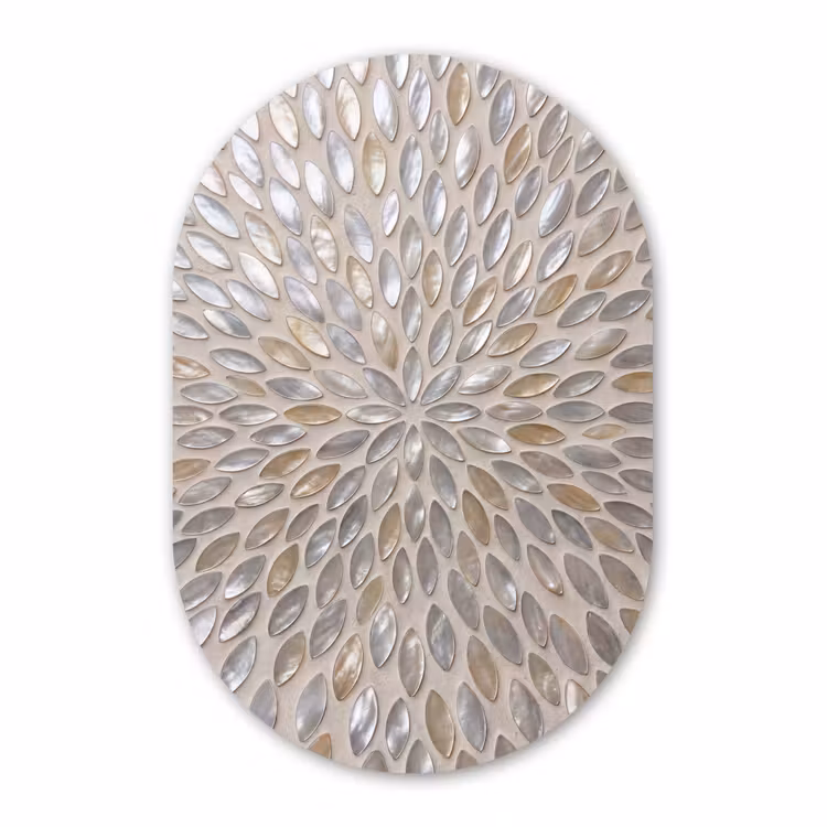 Muurovaal aluminium - Patroon - Ovaal - Glanzend - Abstract - Beige — 1