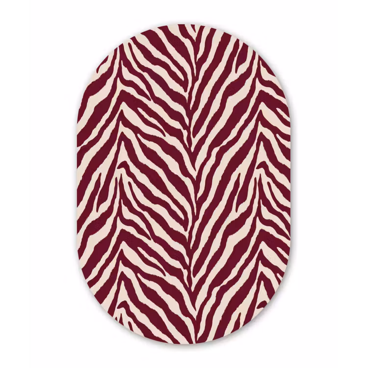 Muurovaal aluminium - Zebra - Motief - Bordeaux - Rood — 1
