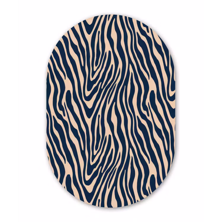 Muurovaal aluminium - Zebra - Patroon - Blauw - Beige — 1