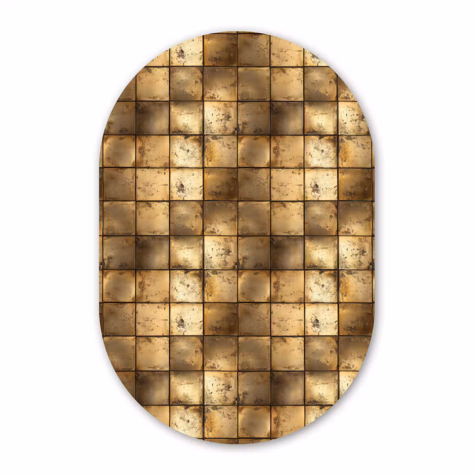Muurovaal aluminium - Geometrisch - Tegels - Goud — 1