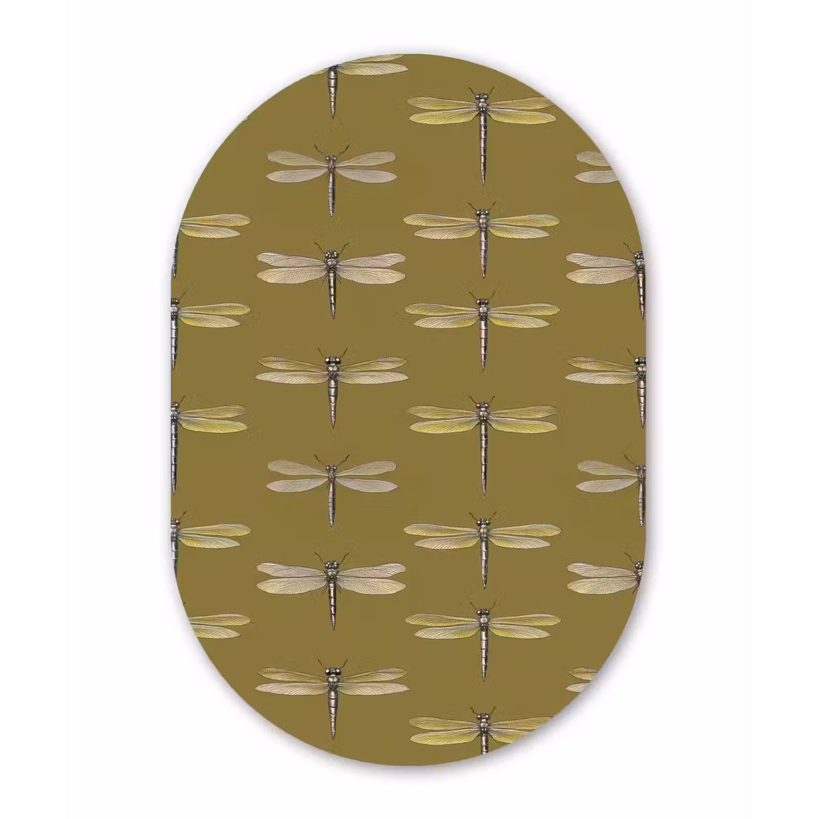 Muurovaal aluminium - Libellen - Patroon - Groen — 1