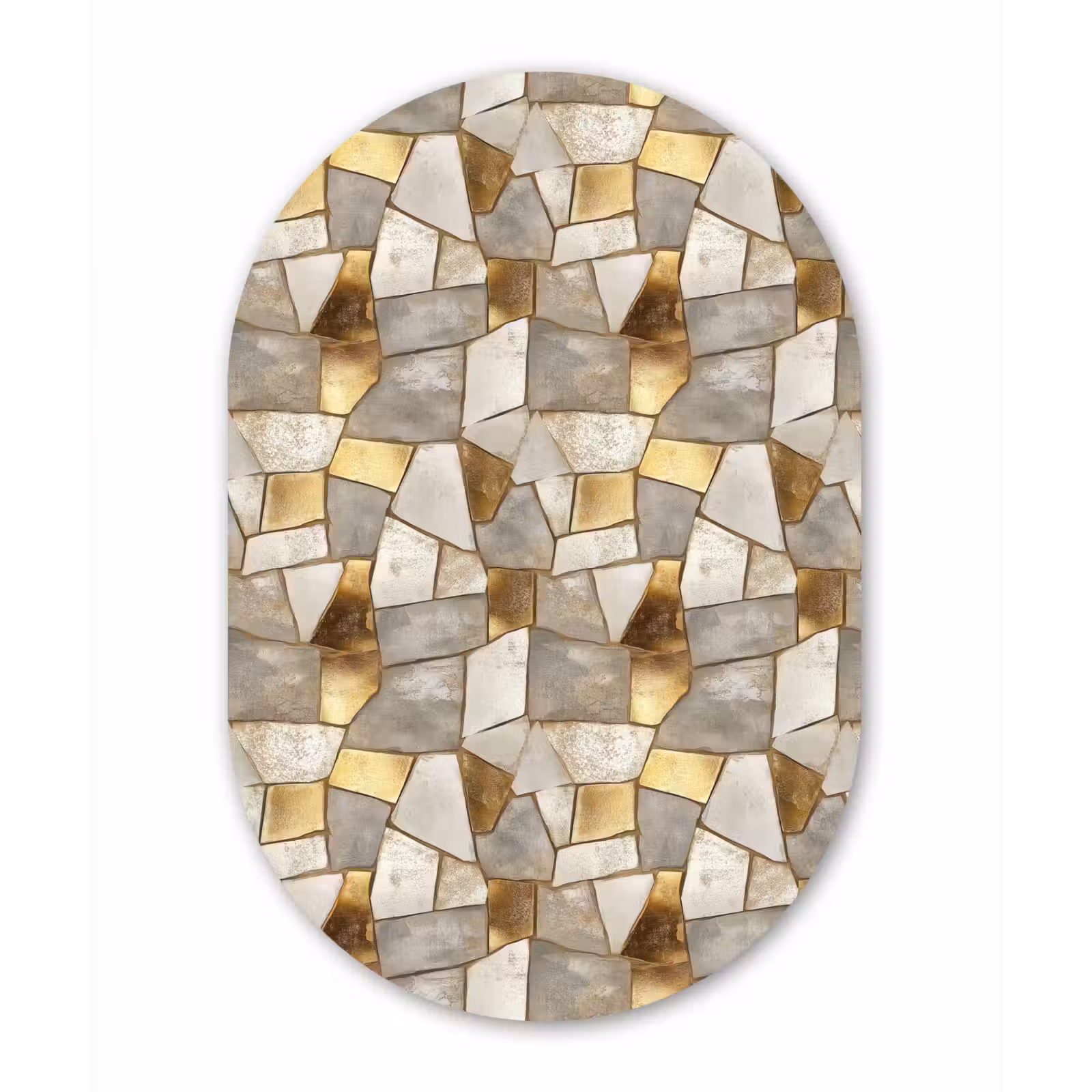 Muurovaal aluminium - Mozaïek - Marmer - Goud — 1