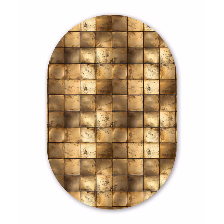 Muurovaal aluminium - Geometrisch - Tegels - Goud — 1