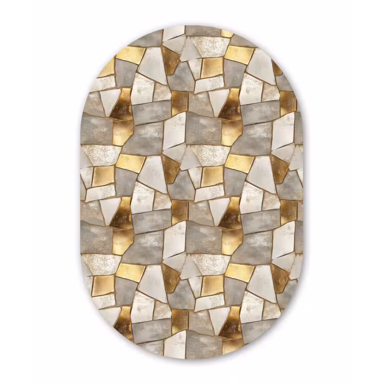 Muurovaal aluminium - Mozaïek - Marmer - Goud — 1