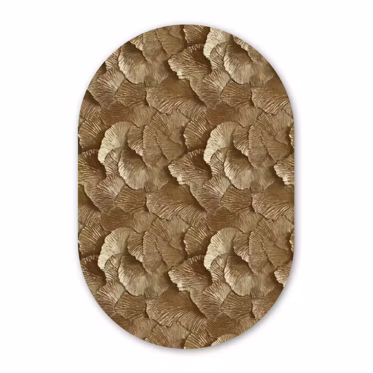 Muurovaal aluminium - Organisch - Patroon - Bladeren - Goud — 1