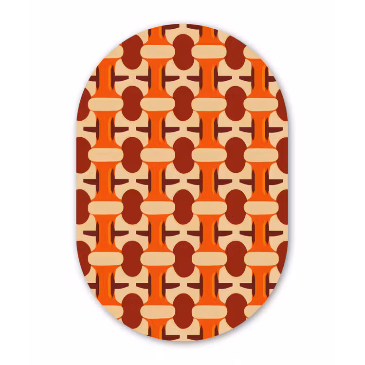 Muurovaal aluminium - Geometrisch - Retro - Oranje — 1