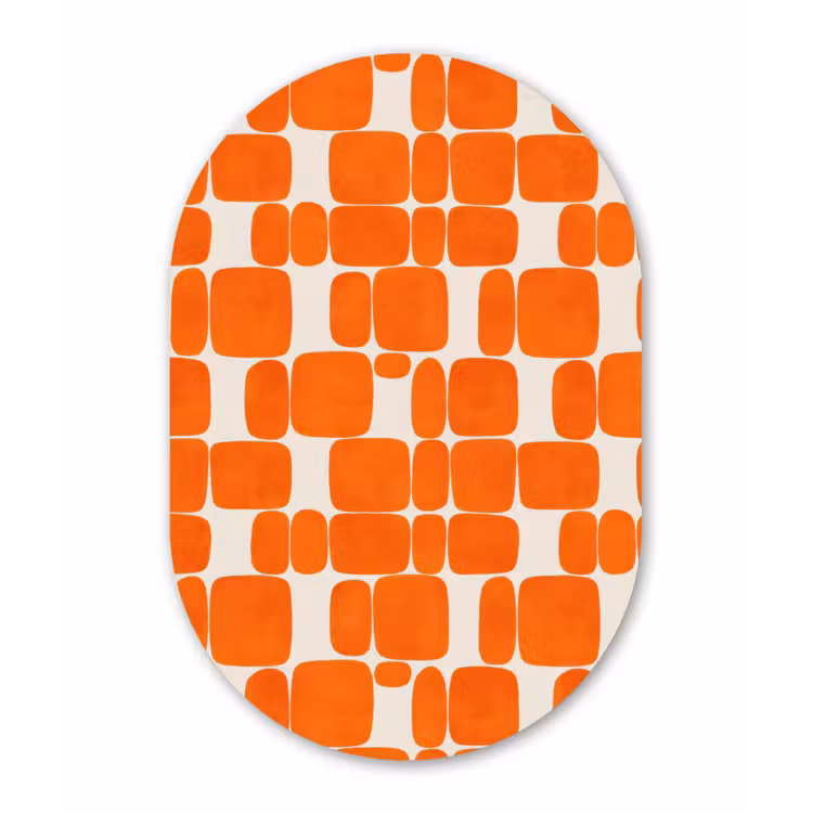 Muurovaal aluminium - Patroon - Retro - Oranje — 1
