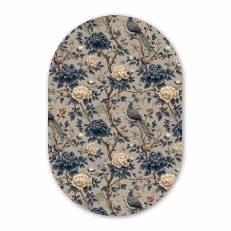 Muurovaal aluminium - Pauw - Bloemen - Blauw — 1