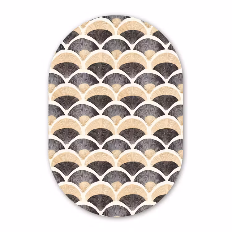 Muurovaal aluminium - Waaier - Patroon - Zwart - Beige — 1