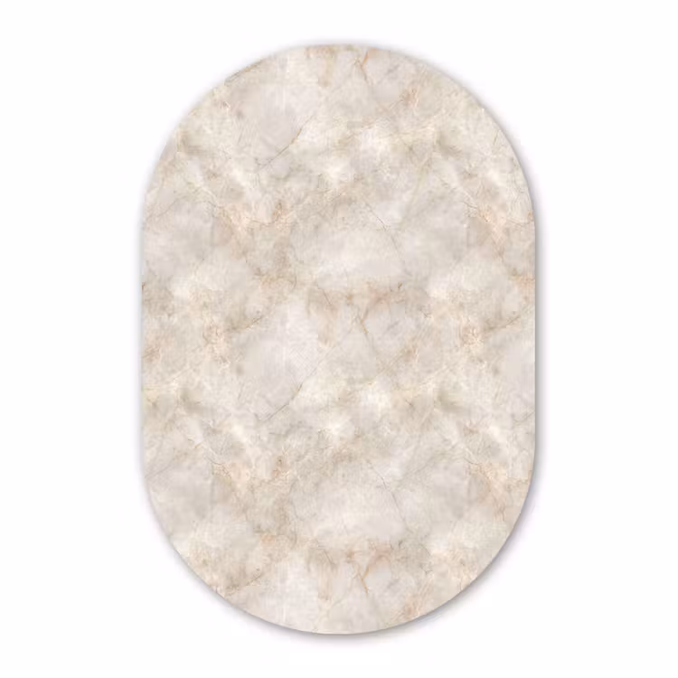 Muurovaal aluminium - Lichtbeige - Goudbruine Nerven - Marmer — 1