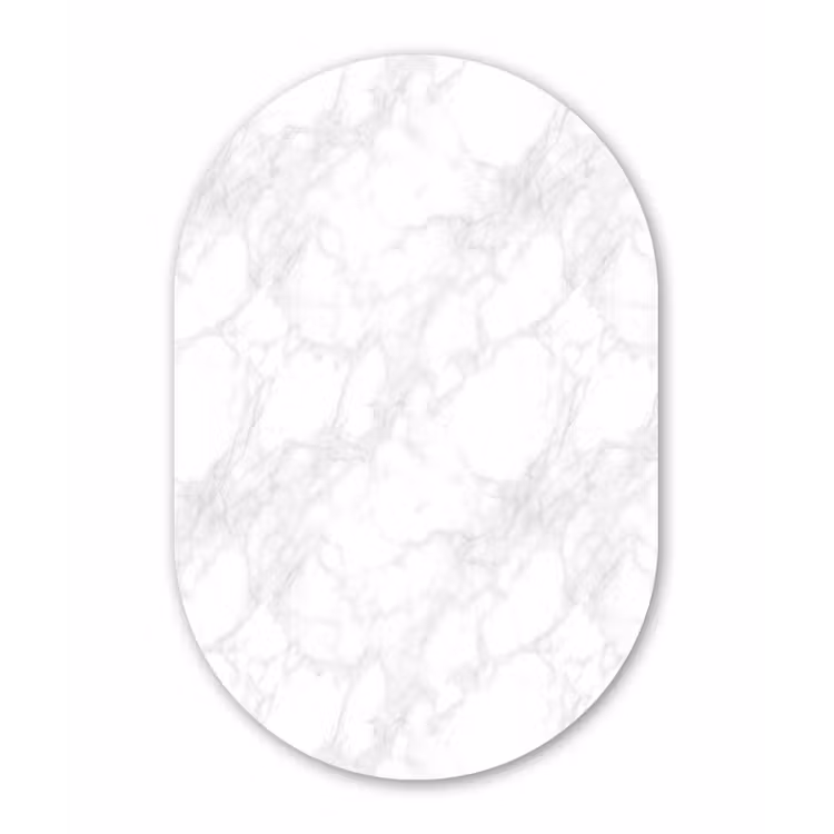 Muurovaal aluminium - Minimalistisch - Wit - Grijze aders — 1