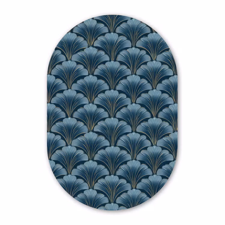 Muurovaal aluminium - Patroon - Ginkgoblad - Blauw — 1