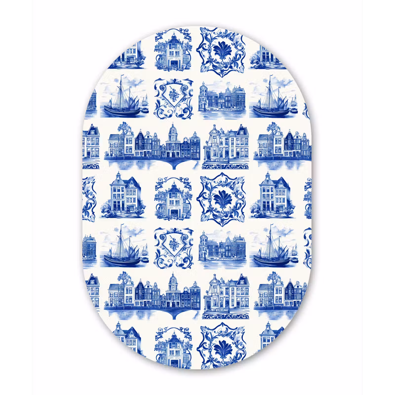 Muurovaal aluminium - Huizen - Schepen - Blauw — 1