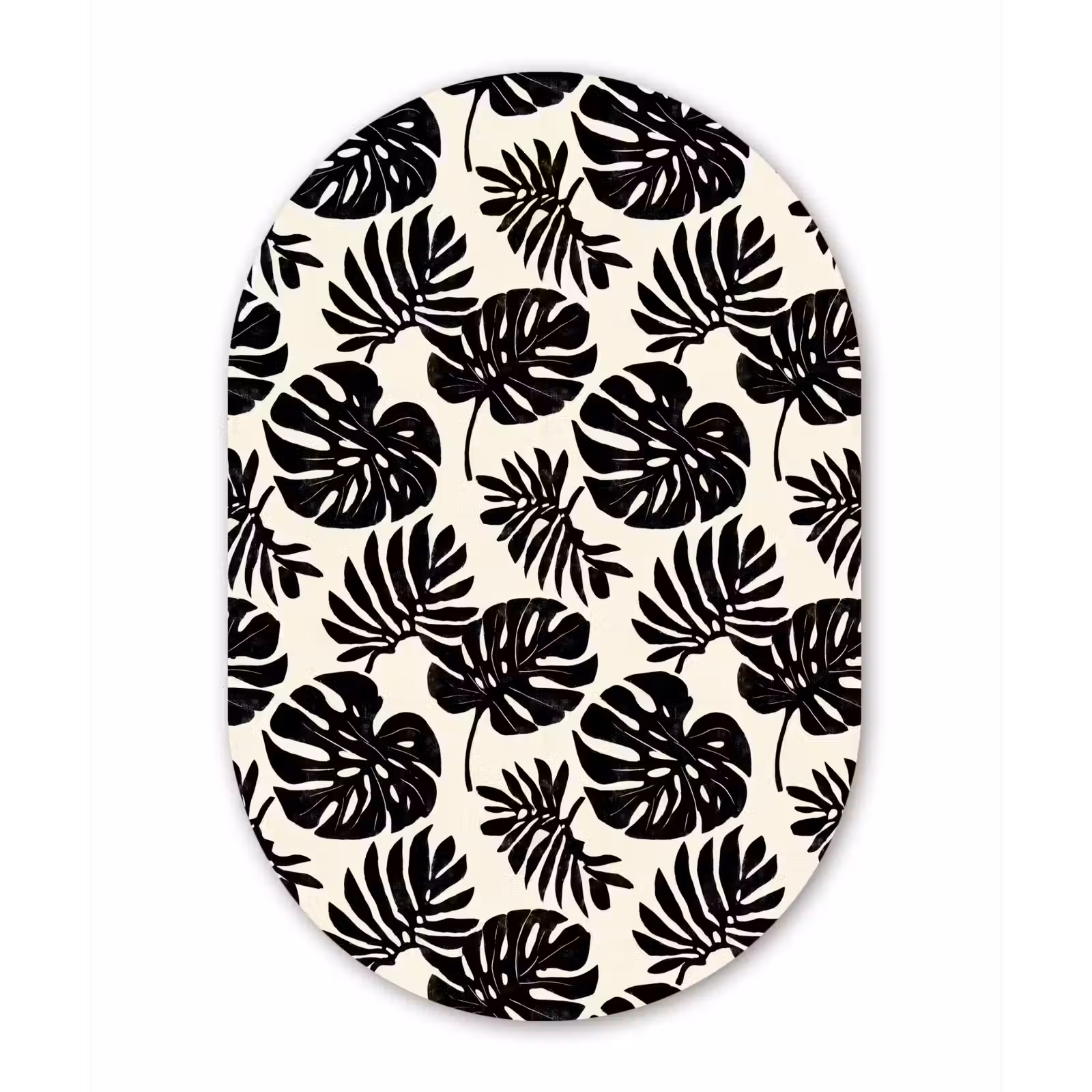 Muurovaal aluminium - Modern - Monstera - Zwart — 1
