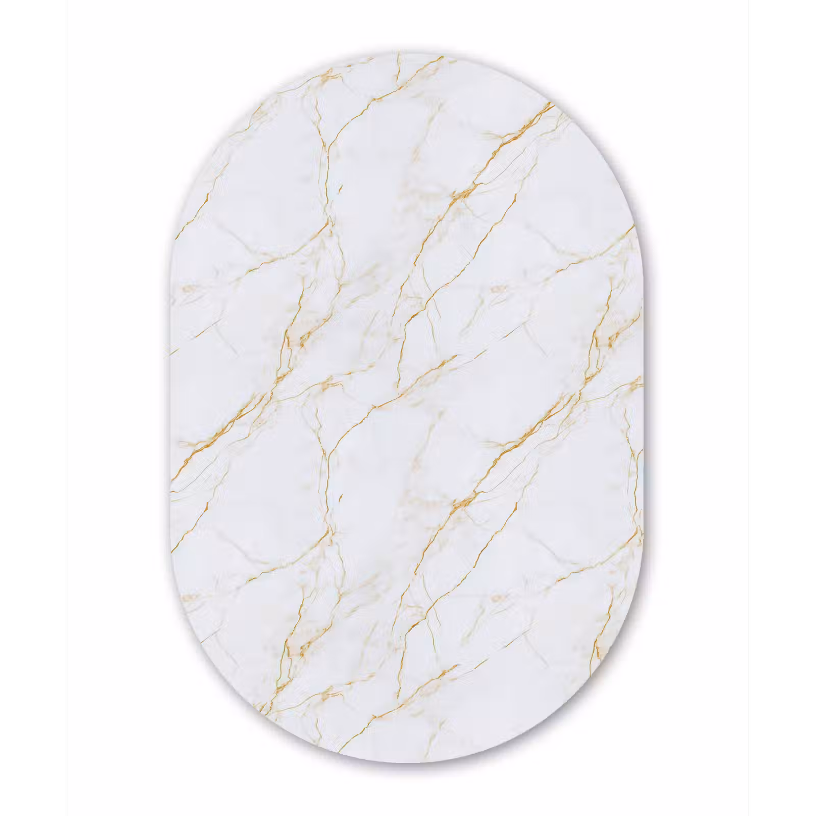 Muurovaal aluminium - Wit - Marmer - Goud - Luxueus — 1