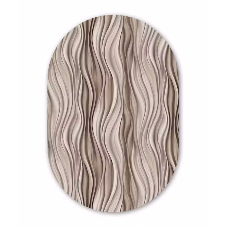 Muurovaal aluminium - Golven - 3D - Crème — 1