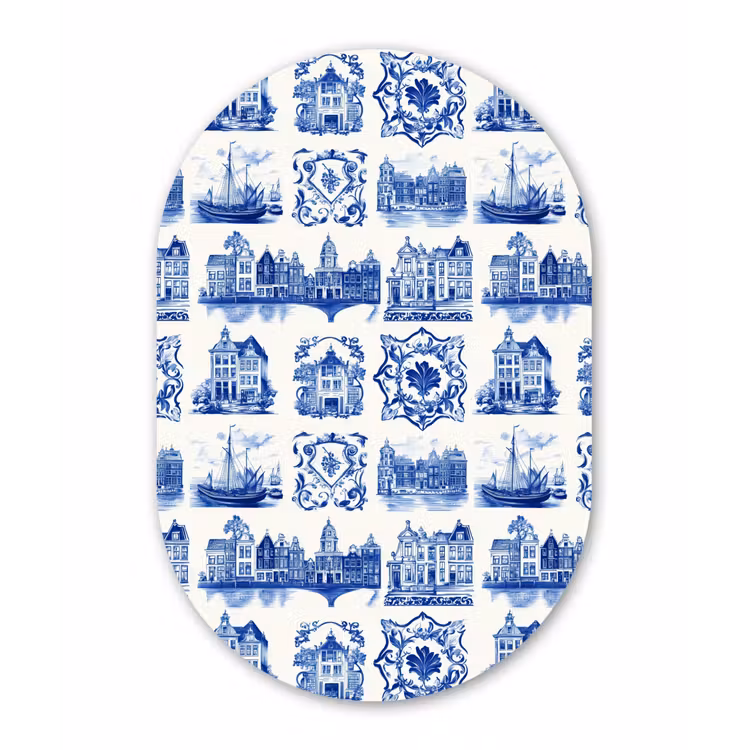 Muurovaal aluminium - Huizen - Schepen - Blauw — 1