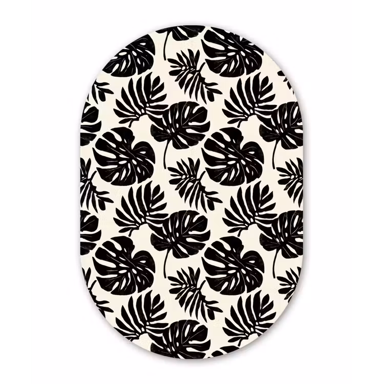 Muurovaal aluminium - Modern - Monstera - Zwart — 1