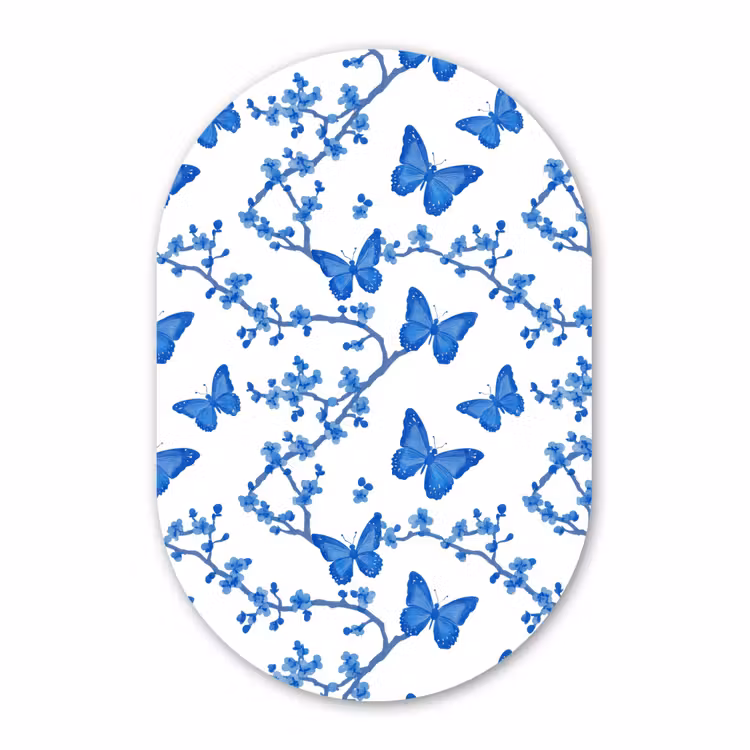 Muurovaal aluminium - Vlinder - Bloemen - Blauw — 1