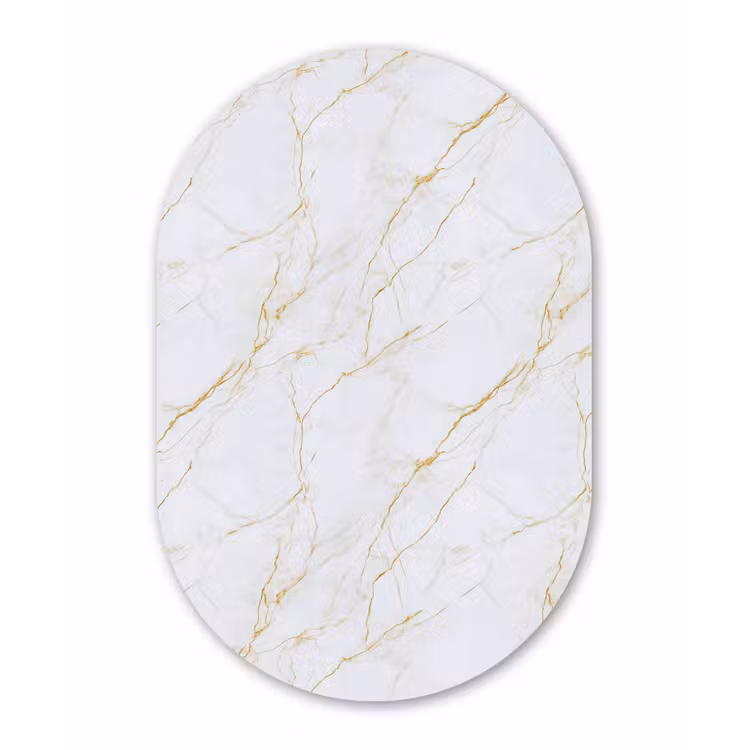 Muurovaal aluminium - Wit - Marmer - Goud - Luxueus — 1