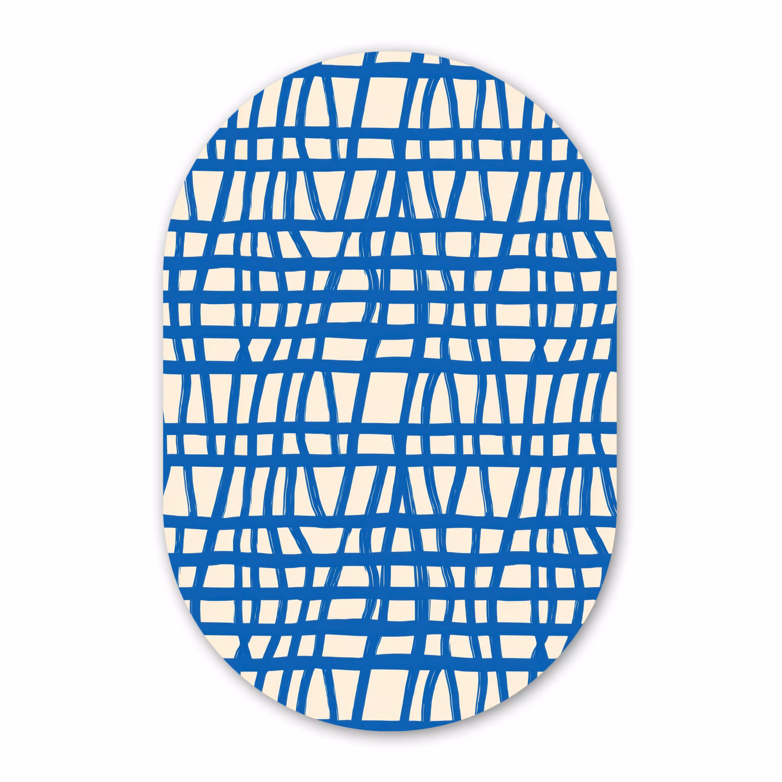 Muurovaal aluminium - Ruitpatroon - Blauw - Crème — 1