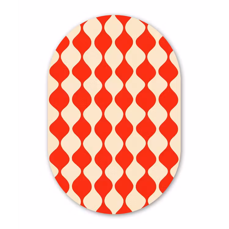 Muurovaal aluminium - Golvend patroon - Retro - Rood - Beige — 1