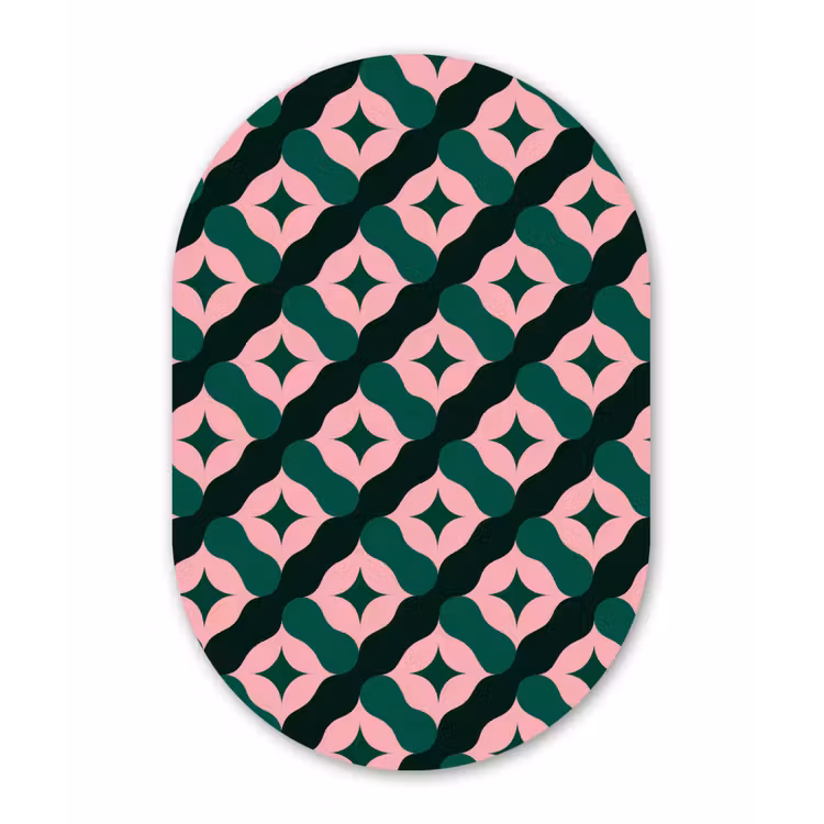 Muurovaal aluminium - Groen - Roze - Retro - Sterren — 1
