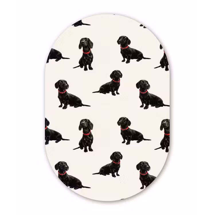 Muurovaal aluminium - Hond - Patroon - Zwart — 1