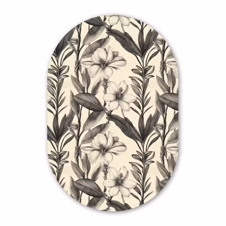 Muurovaal aluminium - Klassiek - Botanisch - Zwart - Beige — 1