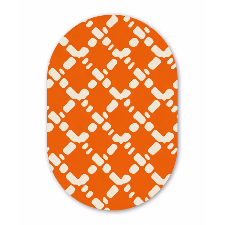 Muurovaal aluminium - Oranje - Ruitpatroon - Wit — 1