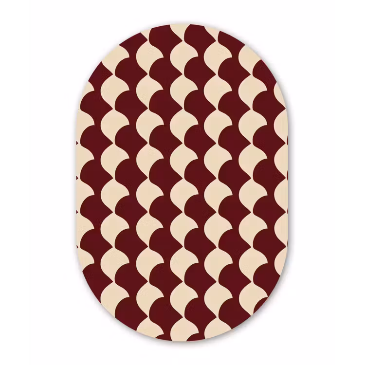 Muurovaal aluminium - Rood - Tegelpatroon - Crème — 1