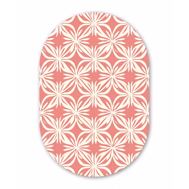 Muurovaal aluminium - Roze - Bloemenmotief - Wit - Modern — 1