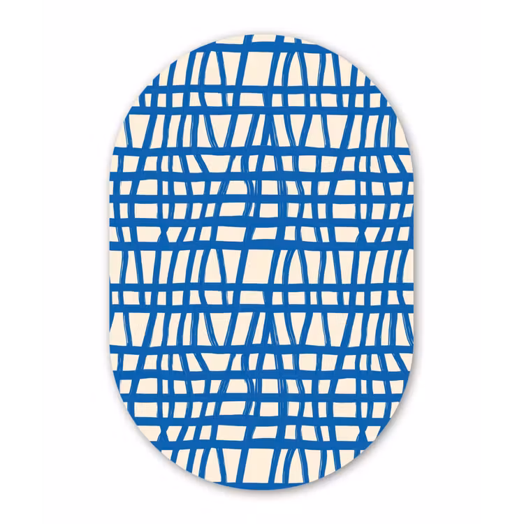 Muurovaal aluminium - Ruitpatroon - Blauw - Crème — 1
