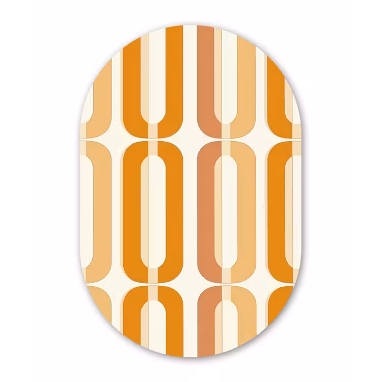 Muurovaal aluminium - U-vorm - Retro - Oranje — 1