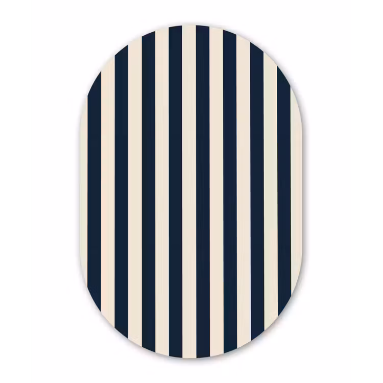 Muurovaal aluminium - Verticale strepen - Blauw - Crème — 1