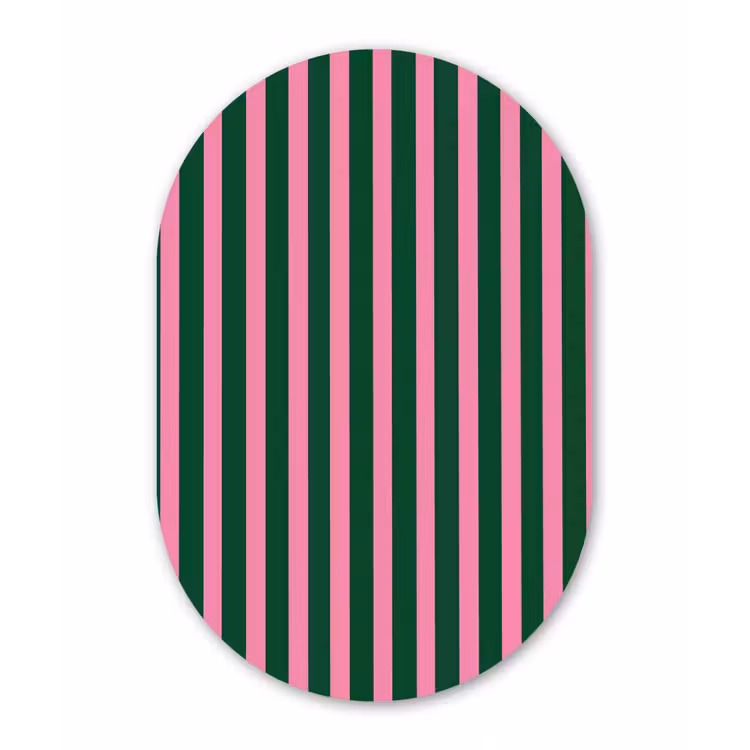 Muurovaal aluminium - Verticale strepen - Groen - Roze — 1