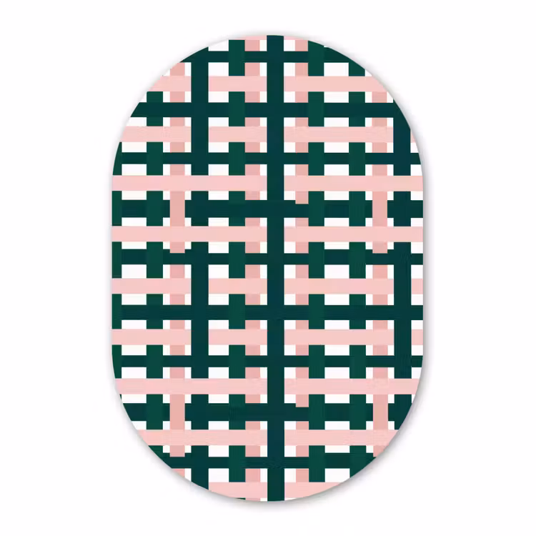 Muurovaal aluminium - Vlechtpatroon - Groen - Roze - Grafisch — 1