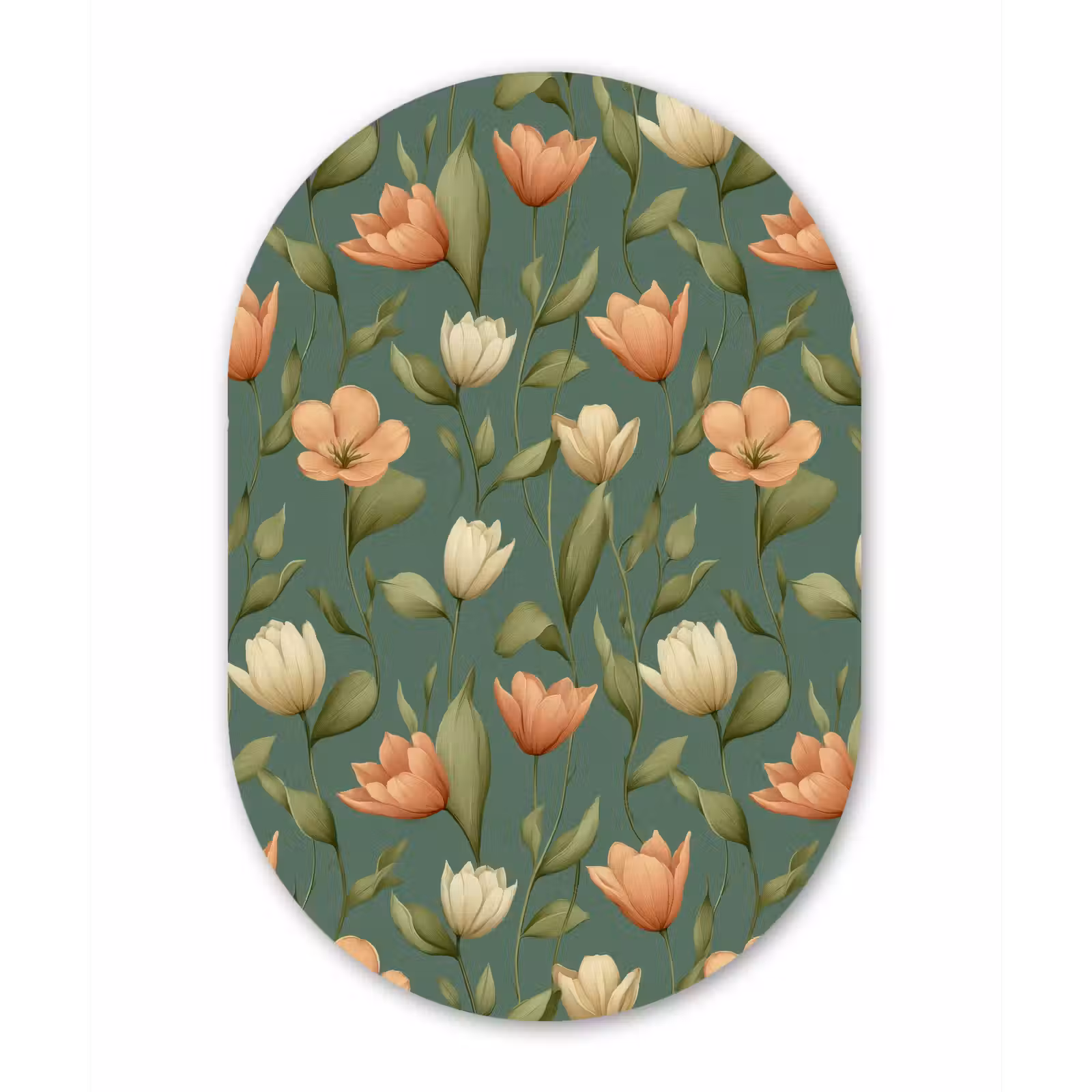 Muurovaal aluminium - Tulpen - Botanisch - Groen — 1