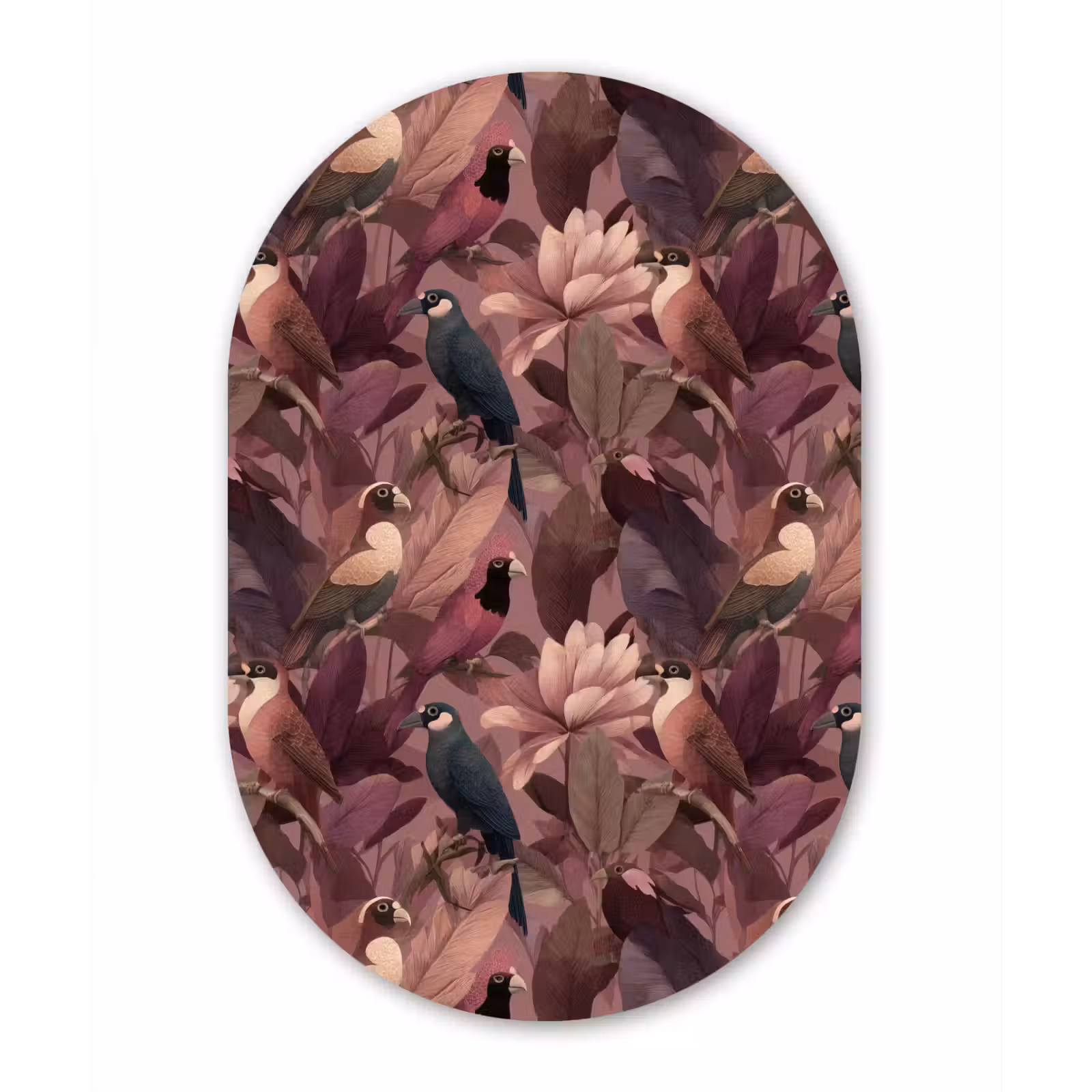 Muurovaal aluminium - Vogels - Bladeren - Roze — 1