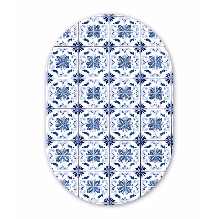Muurovaal aluminium - Patroon - Tegel - Blauw — 1