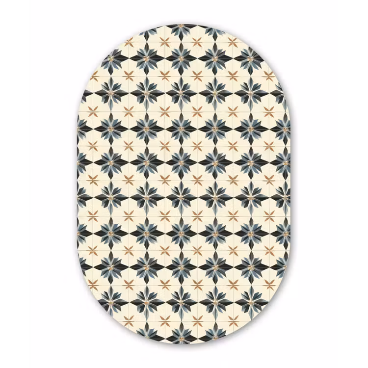 Muurovaal aluminium - Sierlijk - Ornament - Blauw — 1