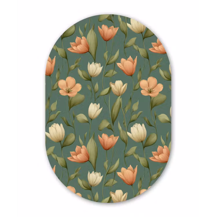 Muurovaal aluminium - Tulpen - Botanisch - Groen — 1