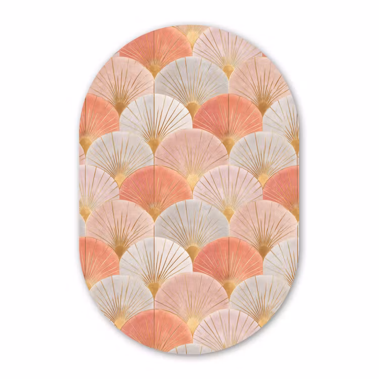 Muurovaal aluminium - Waaiers - Goud - Roze — 1