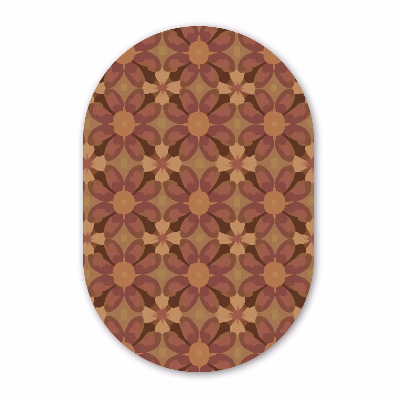 Muurovaal aluminium - Retro - Bloemen - Bruin — 1