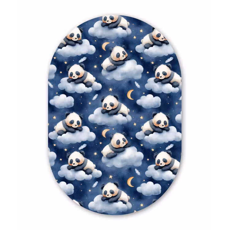Muurovaal aluminium - Panda's - Slapen - Blauw — 1